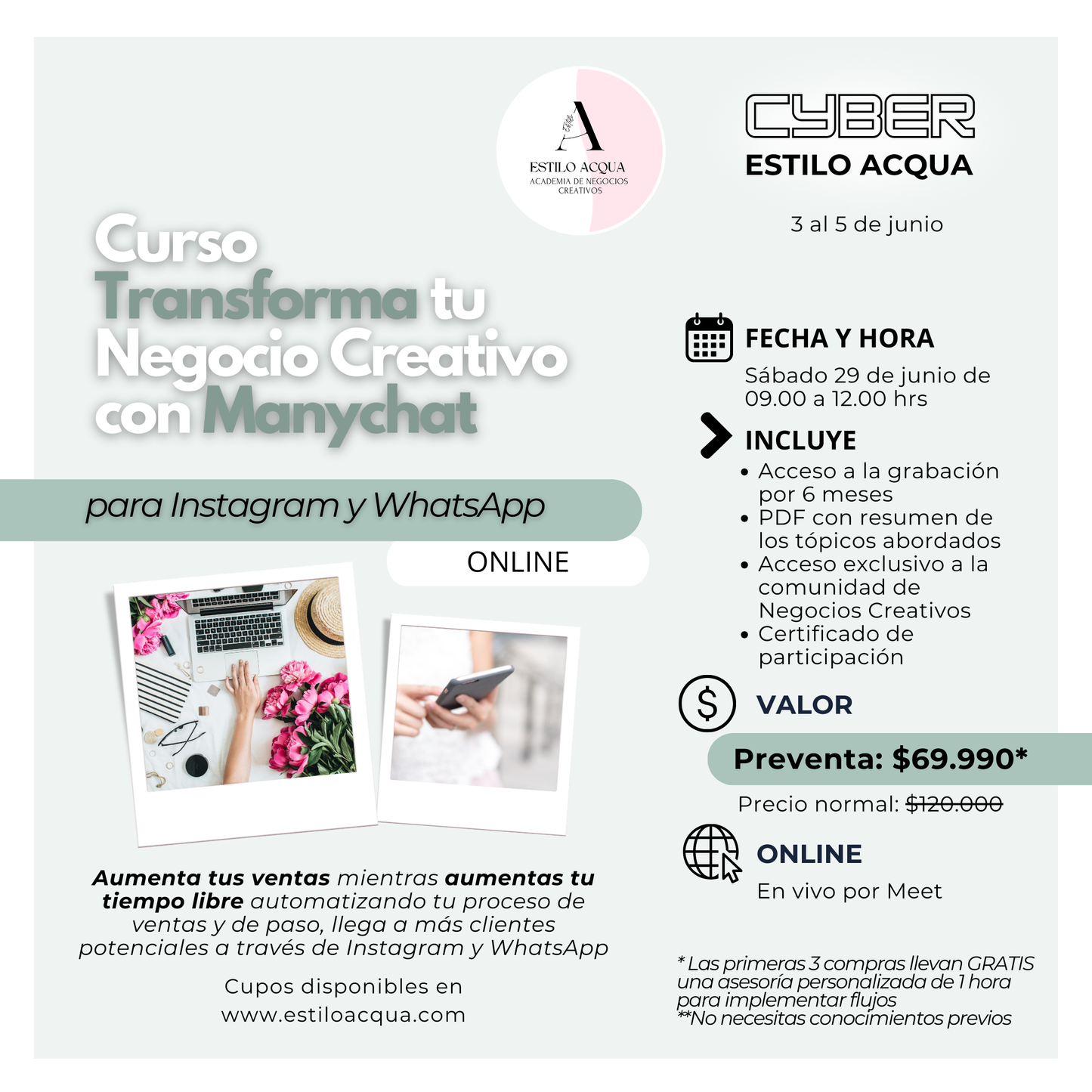 Curso Transforma tu Negocio Creativo con Manychat