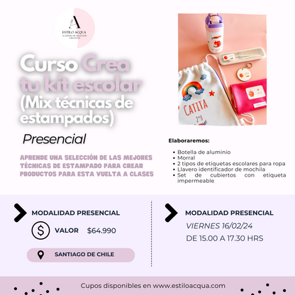 Curso Crea tu kit escolar usando mix de técnicas de estampado